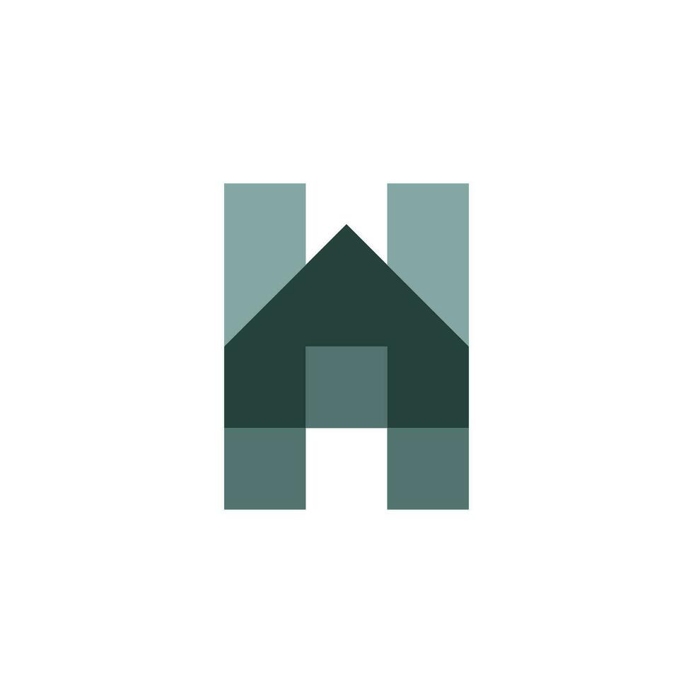 modern en vlak brief h huis gebouw bouw logo vector