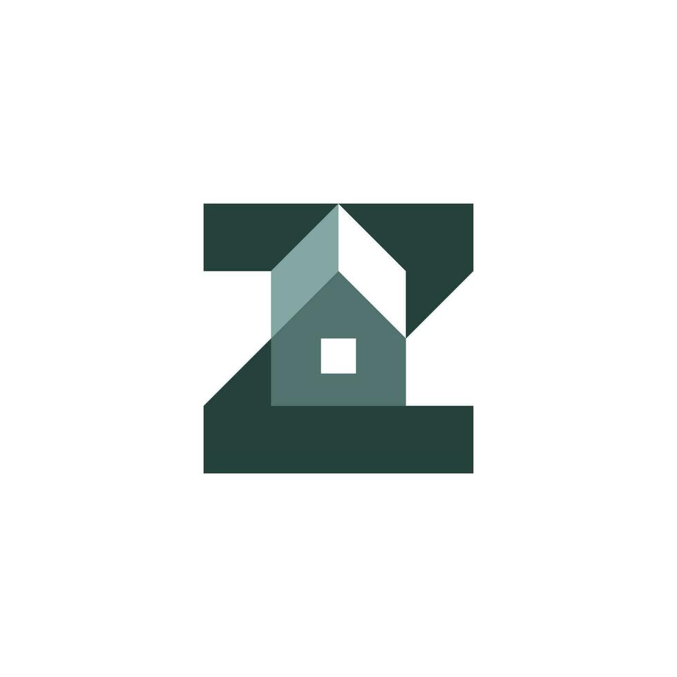 modern en vlak brief z huis gebouw bouw logo vector