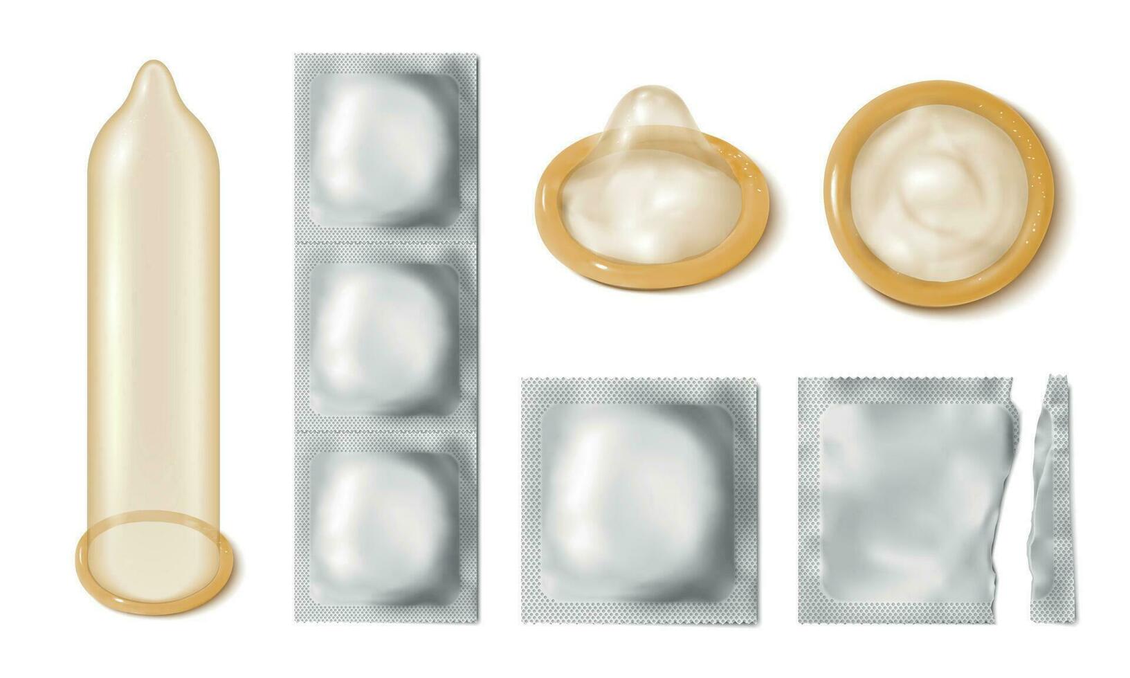 realistisch condooms icoon reeks vector
