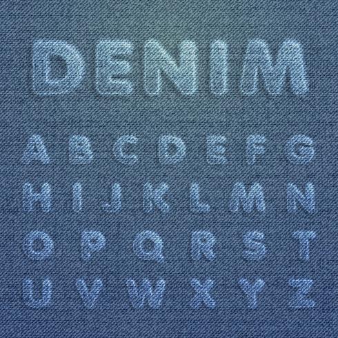 Tekenset gemaakt door denim, van een lettertype, vector