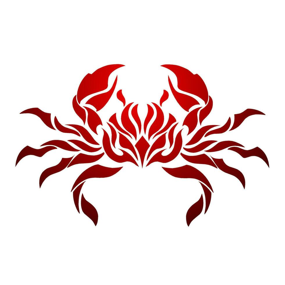 grafisch vector illustratie van abstract ontwerp tribal kunst rood krab tatoeëren