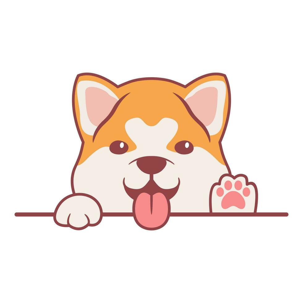 schattig shiba inu hond golvend poot tekenfilm vector illustratie