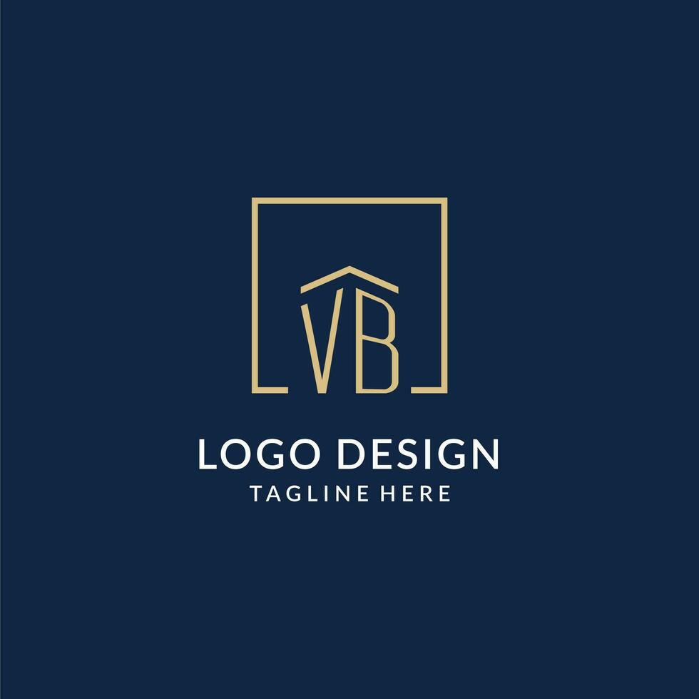 eerste vb plein lijnen logo, modern en luxe echt landgoed logo ontwerp vector