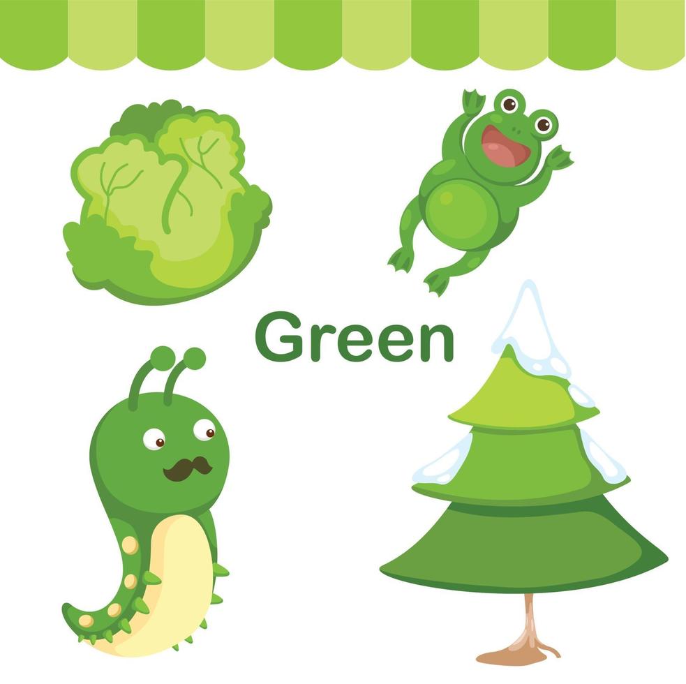 illustratie van geïsoleerde kleur groene groep vector