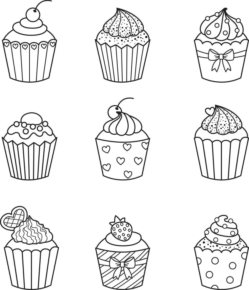 cupcake set vector