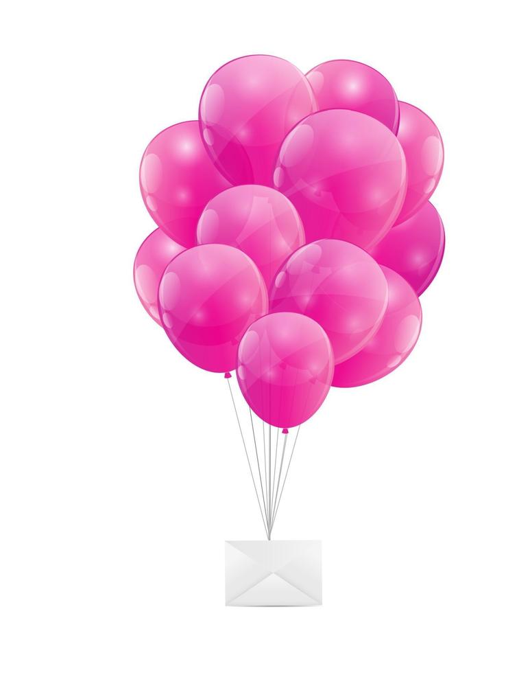 kleur glanzende ballonnen met envelop vectorillustratie vector