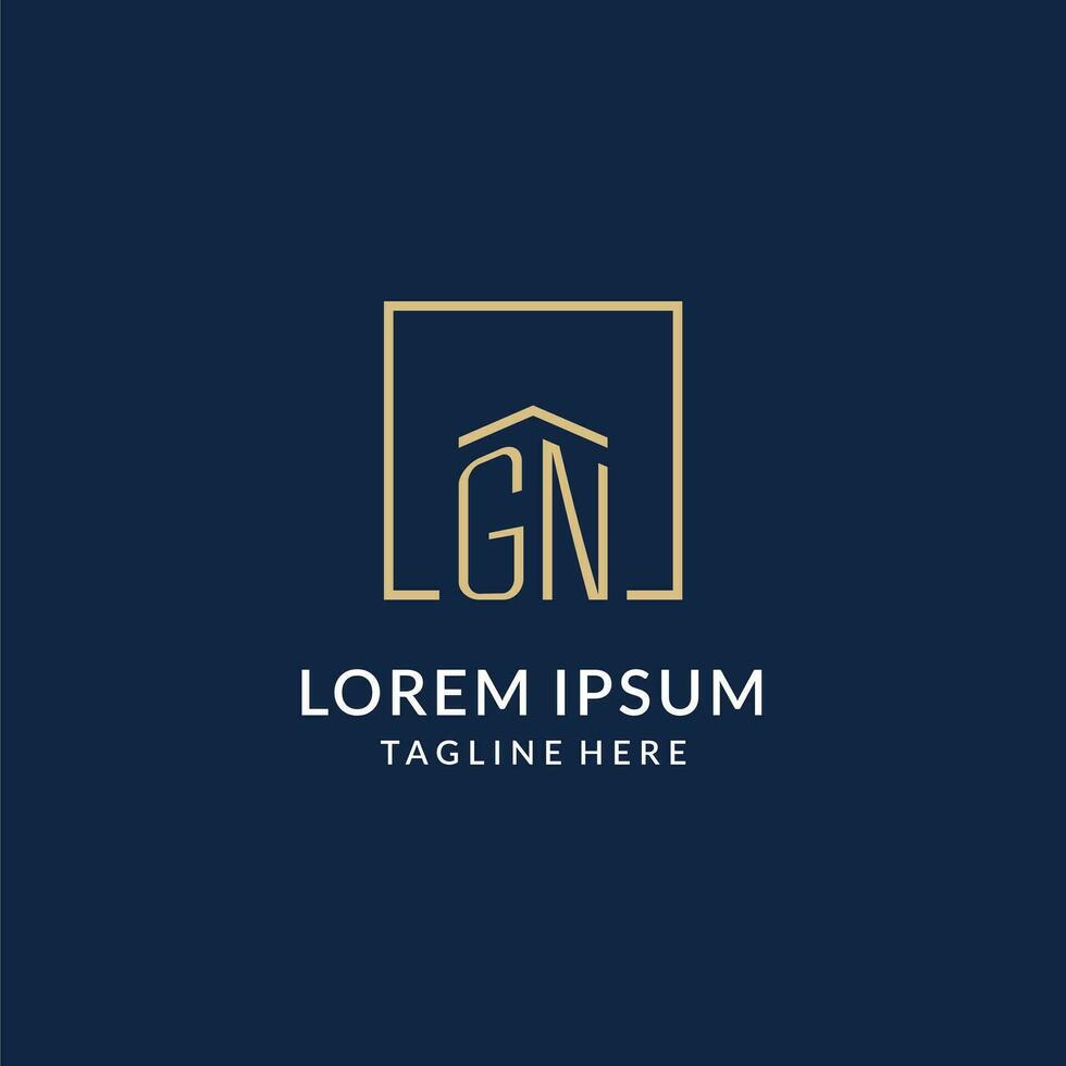 eerste gn plein lijnen logo, modern en luxe echt landgoed logo ontwerp vector