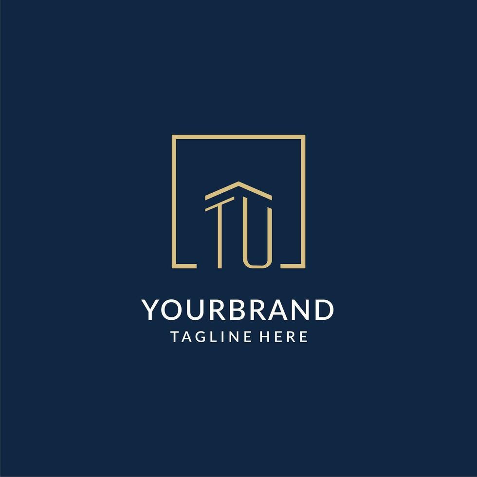 eerste tu plein lijnen logo, modern en luxe echt landgoed logo ontwerp vector