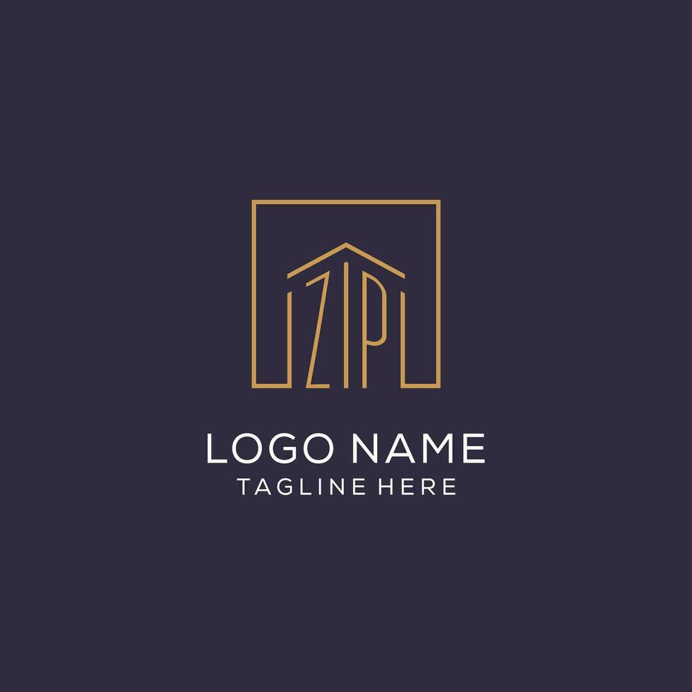 eerste zp logo met plein lijnen, luxe en elegant echt landgoed logo ontwerp vector