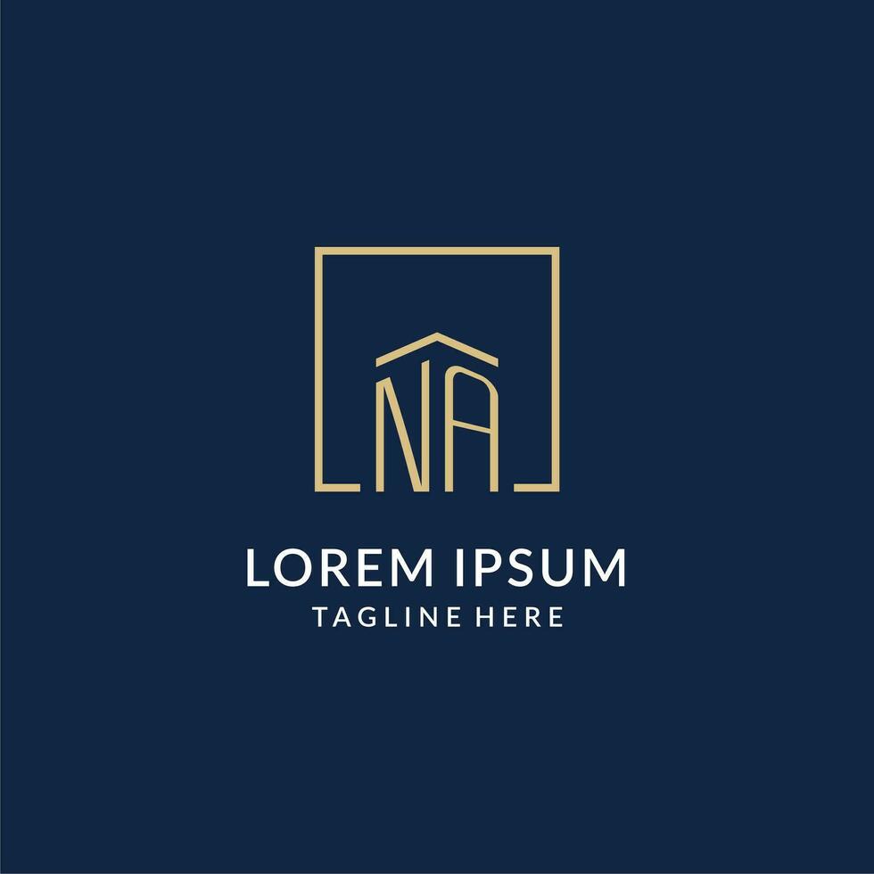 eerste na plein lijnen logo, modern en luxe echt landgoed logo ontwerp vector