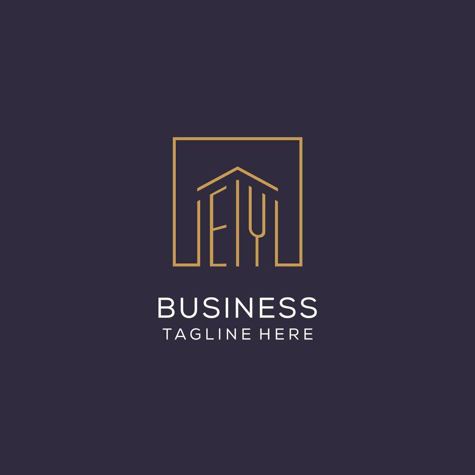 eerste ey logo met plein lijnen, luxe en elegant echt landgoed logo ontwerp vector