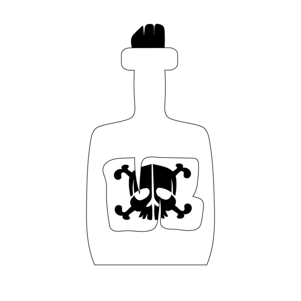 tekenfilm fles van rum, drinken voor piraten. kleur stijl vector