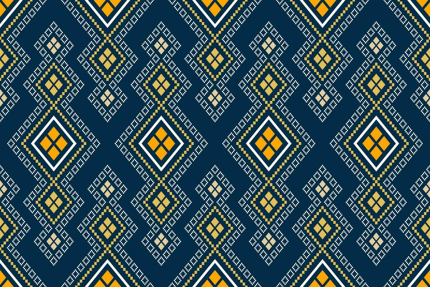 indigo marine blauw meetkundig traditioneel etnisch patroon ikat naadloos patroon grens abstract ontwerp voor kleding stof afdrukken kleding jurk tapijt gordijnen en sarong aztec Afrikaanse Indisch Indonesisch vector