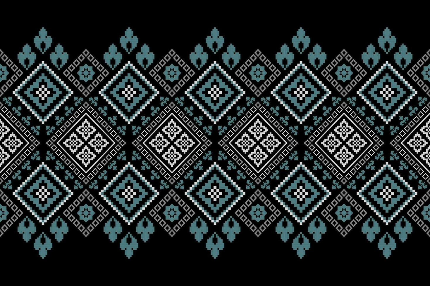 indigo marine blauw meetkundig traditioneel etnisch patroon ikat naadloos patroon grens abstract ontwerp voor kleding stof afdrukken kleding jurk tapijt gordijnen en sarong aztec Afrikaanse Indisch Indonesisch vector