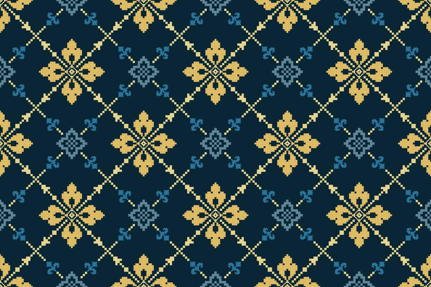 indigo marine blauw meetkundig traditioneel etnisch patroon ikat naadloos patroon grens abstract ontwerp voor kleding stof afdrukken kleding jurk tapijt gordijnen en sarong aztec Afrikaanse Indisch Indonesisch vector