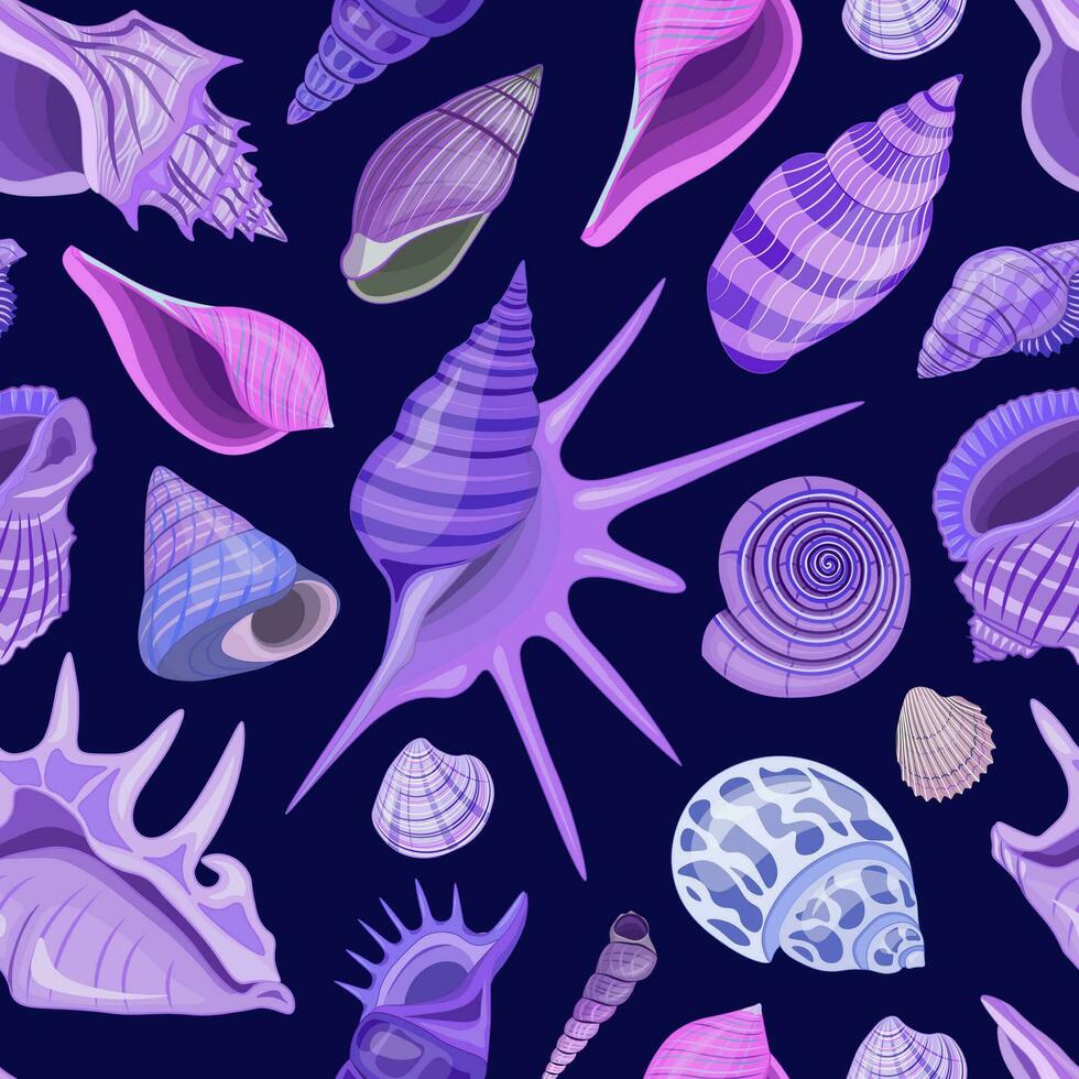 vector naadloos patroon met zee, oceaan thema. behang met kleurrijk schelpen en onderzees wereld.
