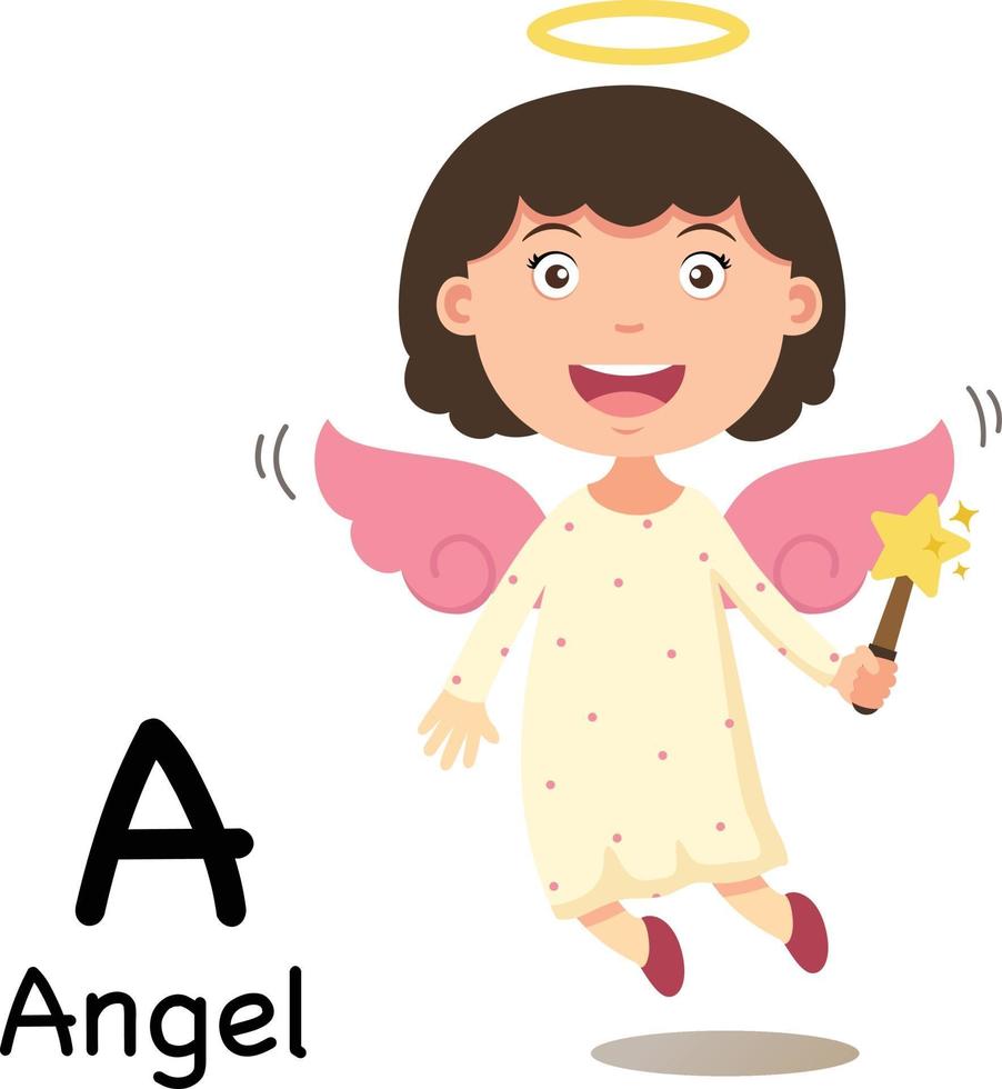 alfabet letter a-engel, vector