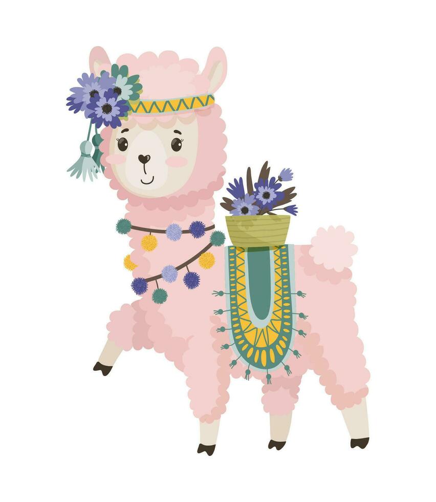 illustratie van een schattig lama vector