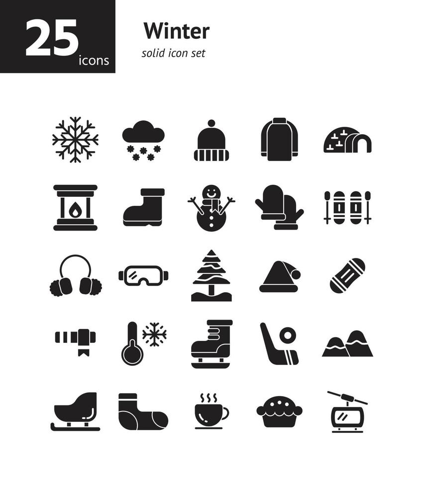 winter solide pictogramserie. vector