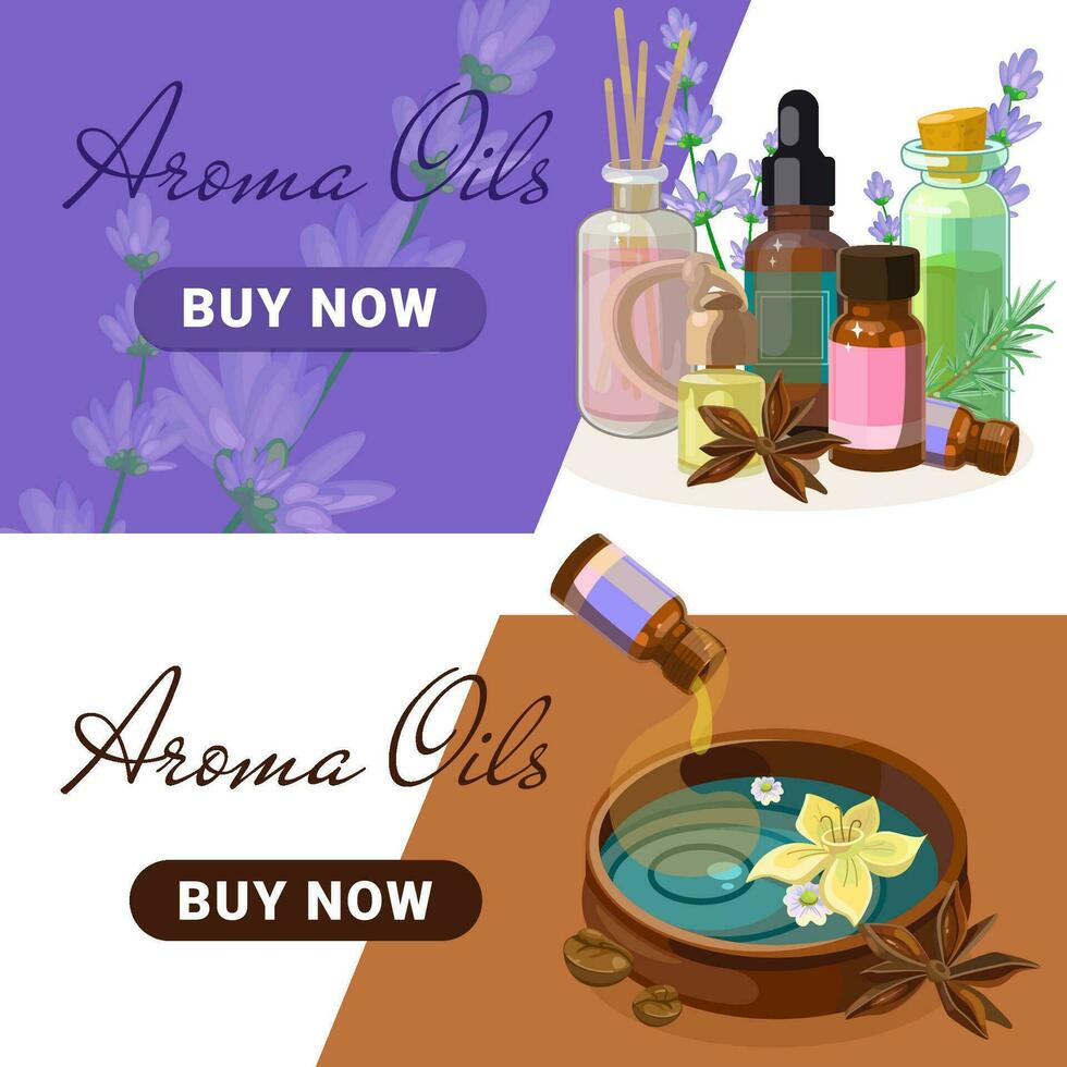 verzameling van landen Pagina's voor aromatherapie en producties van aroma kaarsen, oliën en schoonheidsmiddelen vector