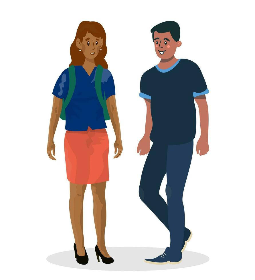 vector tekenfilm illustratie van man en vrouw Holding handen en gaan naar vakantie.