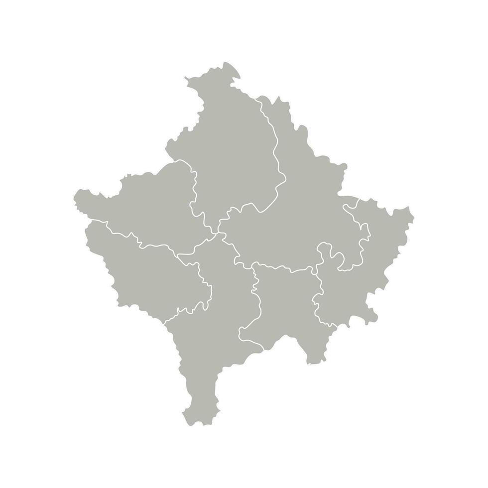 vector geïsoleerd illustratie van vereenvoudigd administratief kaart van kosovo. borders van de districten. grijs silhouetten. wit schets.