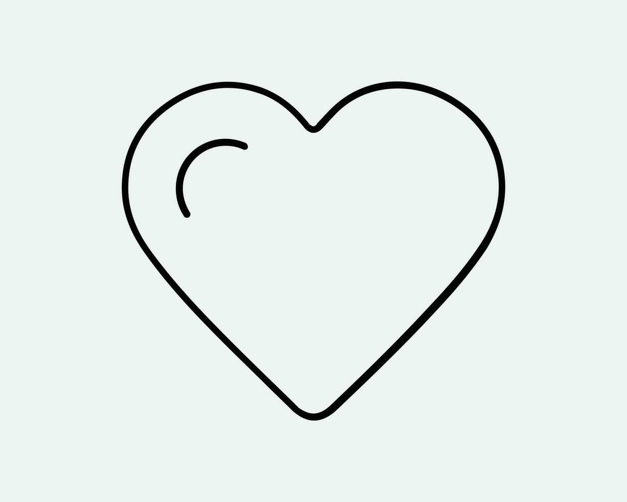 hart lijn icoon symbool liefde teken romantisch romance gevoelens bruiloft Valentijn valentijnsdag minnaar ontwerp passie kunst zwart wit schets vorm eps vector