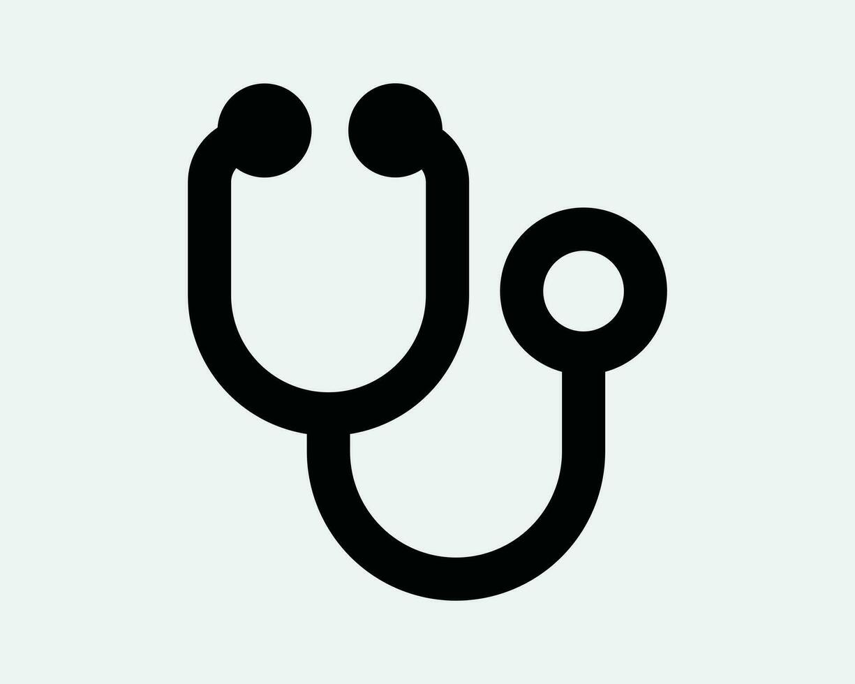 stethoscoop icoon dokter medisch gezondheidszorg Gezondheid zorg horen apparaat instrument cardiologie ademen zwart wit schets vorm teken symbool eps vector