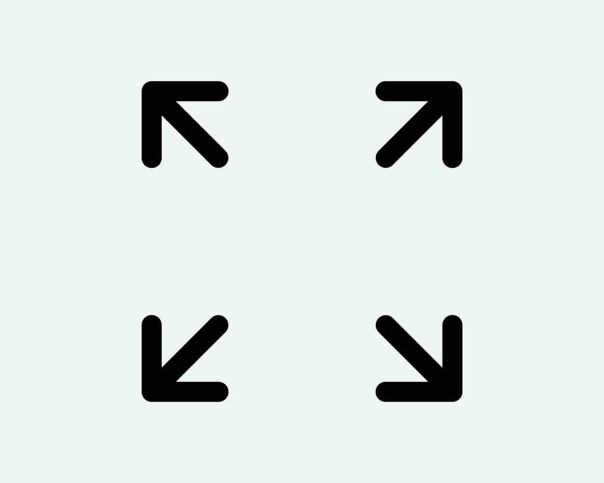 uitbreiden pijlen icoon vier pijl 4 punt aanwijzers zoom in uit gebaar uitbreiden vergroten uitbreiding zwart wit vorm lijn schets teken symbool eps vector