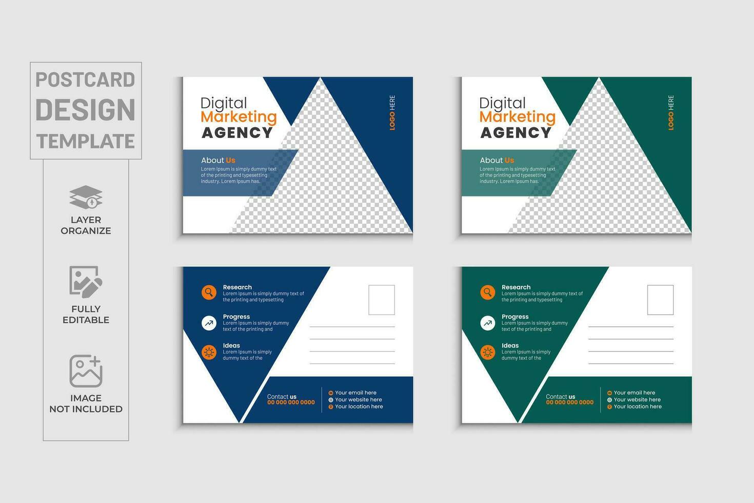 professioneel modern zakelijke bedrijf ansichtkaart sjabloon of afzet agentschap ansichtkaart ontwerp met 2kleur versies vector