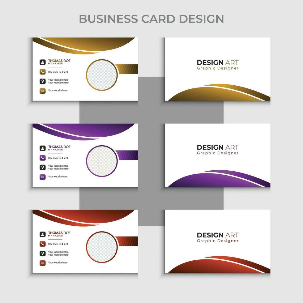 vector modern professioneel bedrijf kaart ontwerp, abstract gemakkelijk creatief afzet agentschap bezoekende kaart ontwerp sjabloon met 3kleur concept.