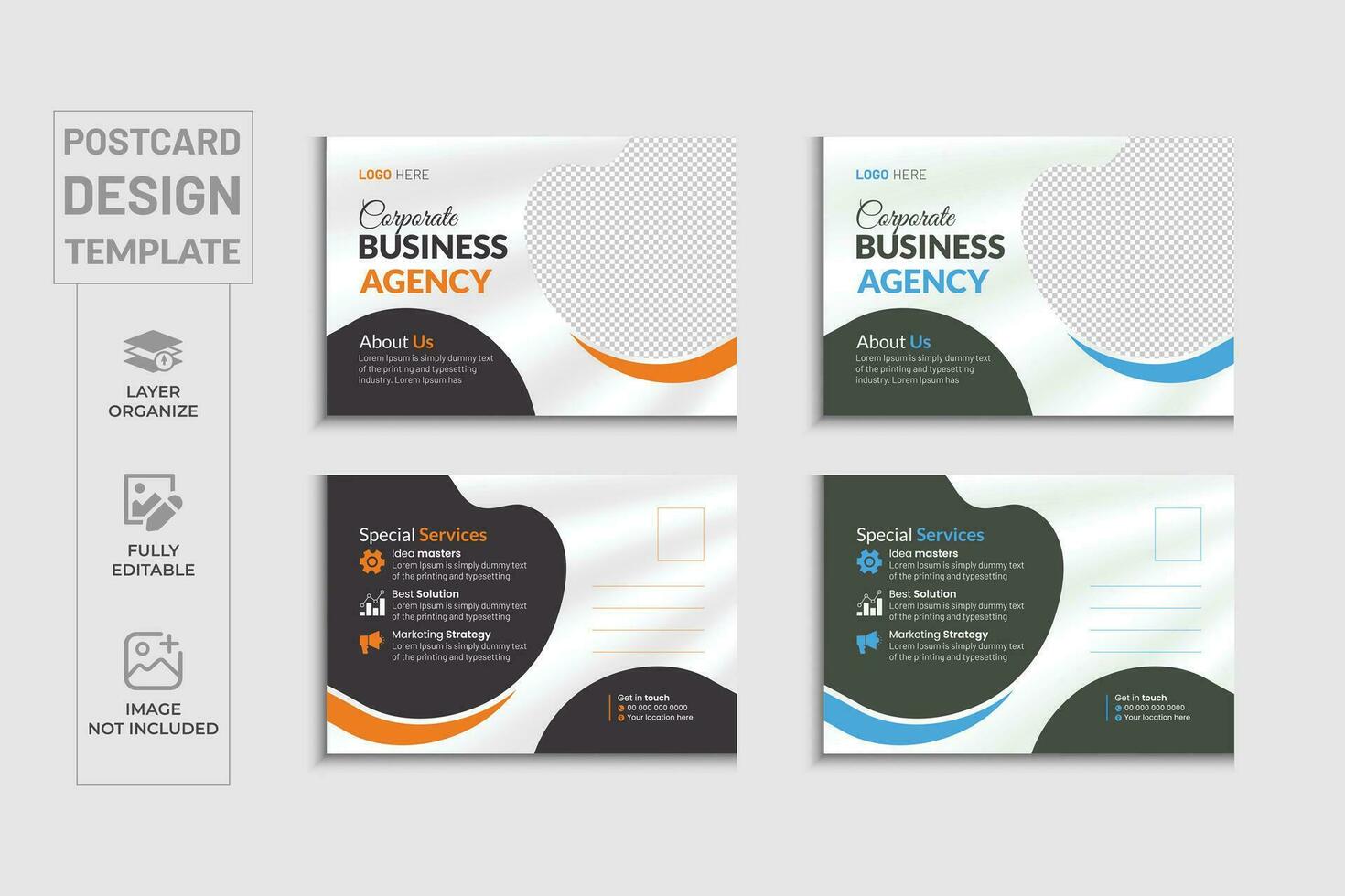 professioneel modern zakelijke bedrijf ansichtkaart sjabloon of afzet agentschap ansichtkaart ontwerp met 2kleur versies vector