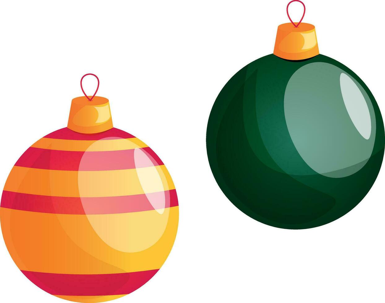 Kerstmis bal tekenfilm vector illustratie set. Kerstmis speelgoed, nieuw jaar symbool. kous Kerstmis decoraties. vakantie decoratie sjabloon