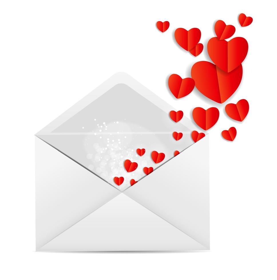 valentijnskaart met envelop en hart vectorillustratie vector