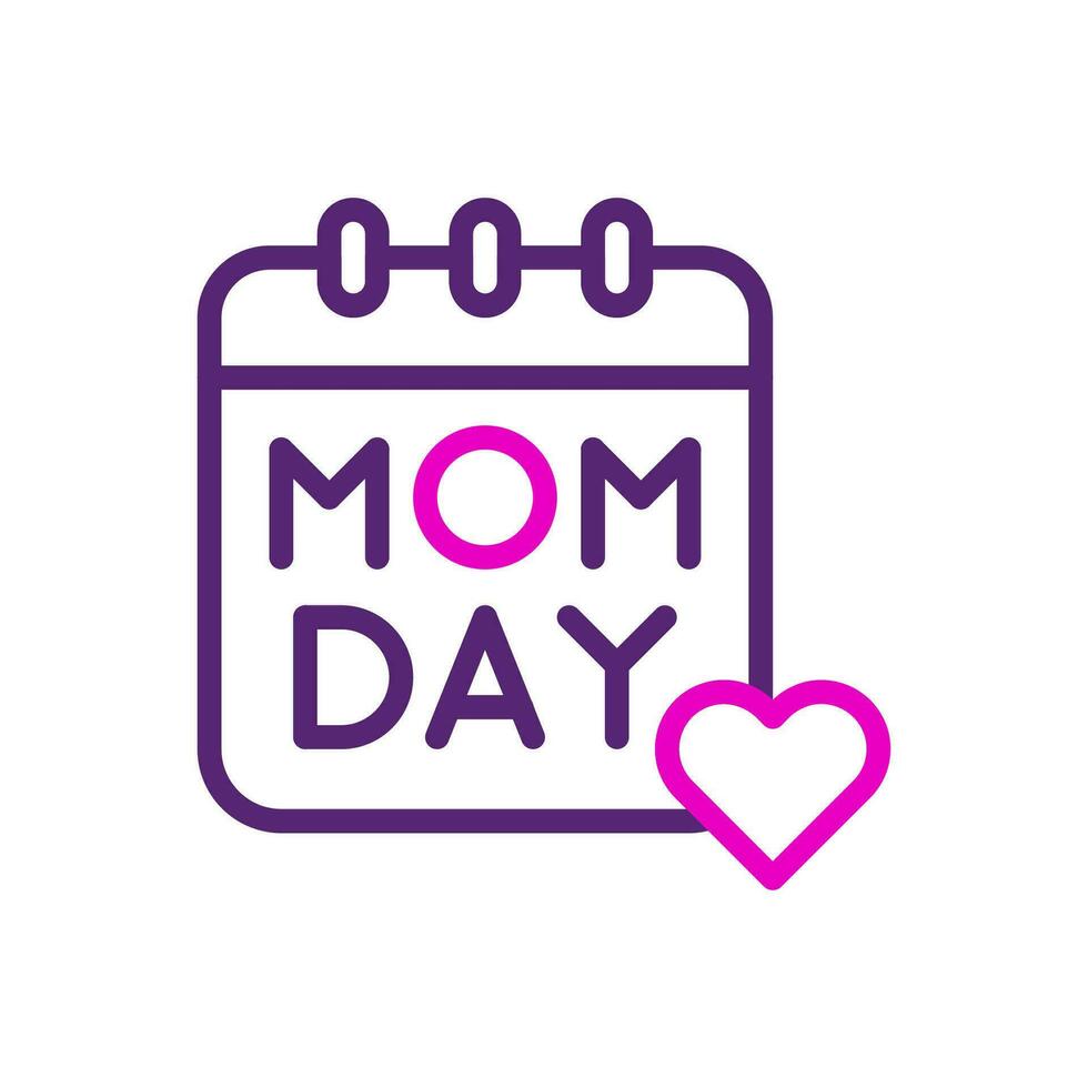kalender mam icoon duokleur roze Purper kleur moeder dag symbool illustratie. vector