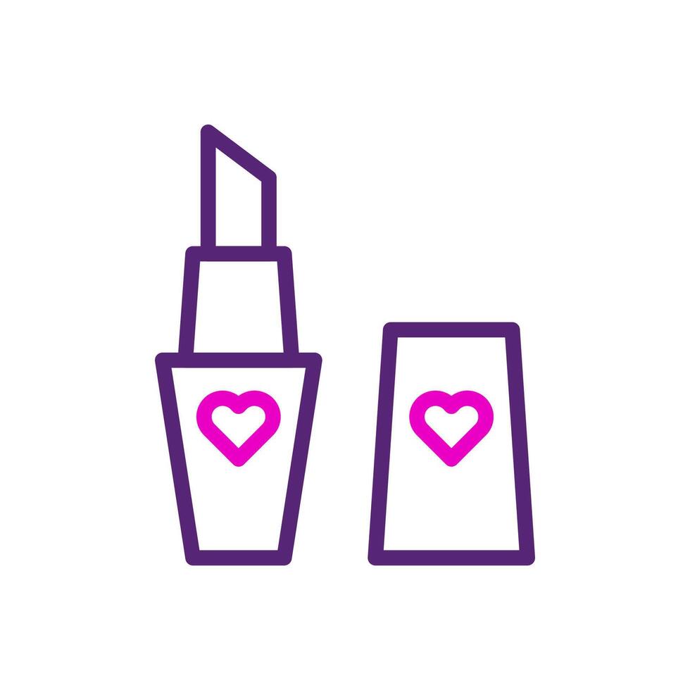 lippenstift liefde icoon duokleur roze Purper kleur moeder dag symbool illustratie. vector