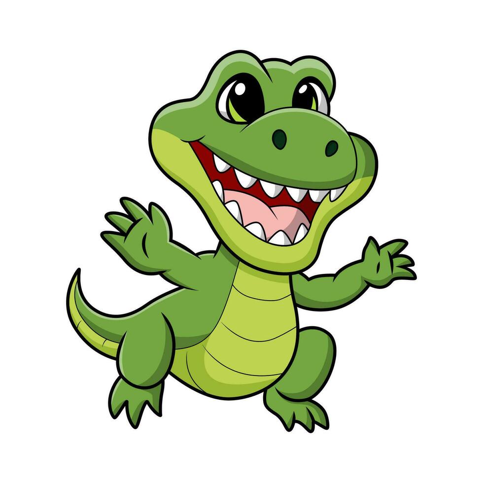 schattige krokodil cartoon op witte achtergrond vector