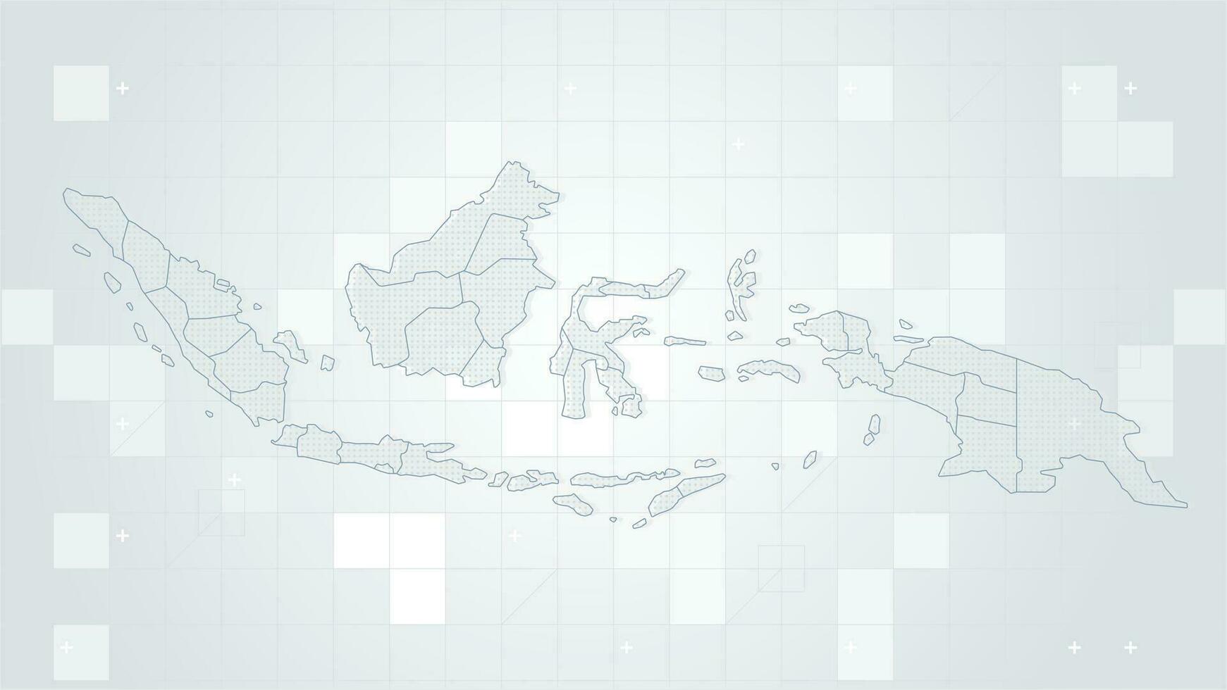 koel wit abstrak technologi vector tech gestileerde modern Indonesië kaart achtergrond gestileerde wireframe en dots voor gegevens visualisatie en infographics hud gui ui