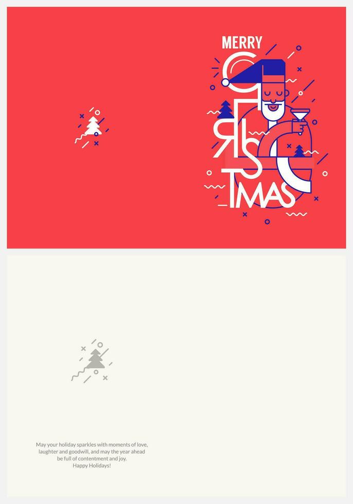 Kerstmis groet kaart de kerstman vlak illustratie vector