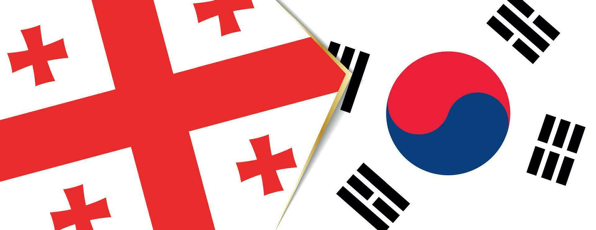 Georgië en zuiden Korea vlaggen, twee vector vlaggen.