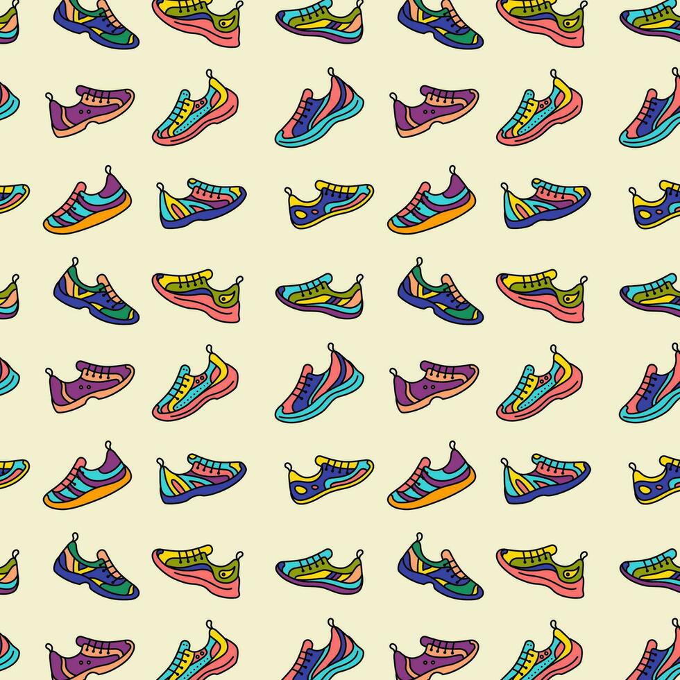 sneaker schoenen kleur dun lijn naadloos patroon achtergrond. vector