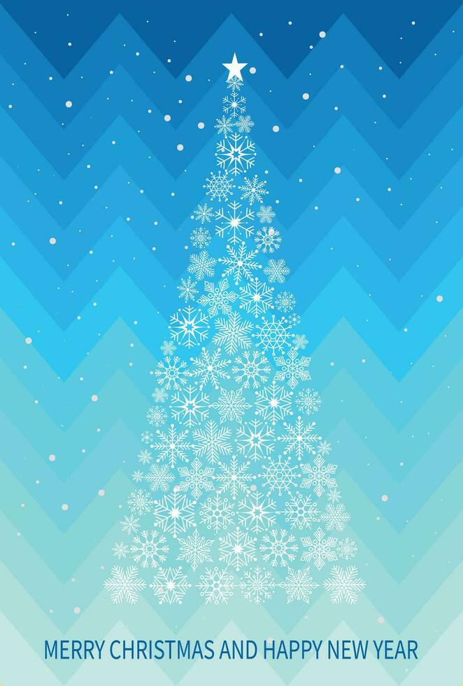 groet kaart vrolijk Kerstmis en gelukkig nieuw jaar. Kerstmis ontwerp Aan blauw achtergrond. Kerstmis boom, kader, decor. vector illustratie. vector