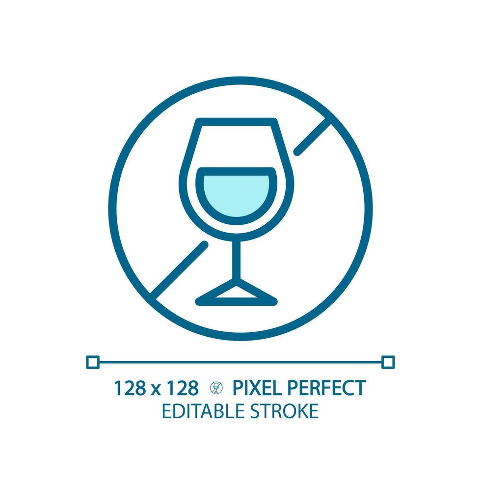 2d pixel perfect bewerkbare blauw alcohol vrij icoon, geïsoleerd vector, dun lijn illustratie vertegenwoordigen allergeen vrij. vector
