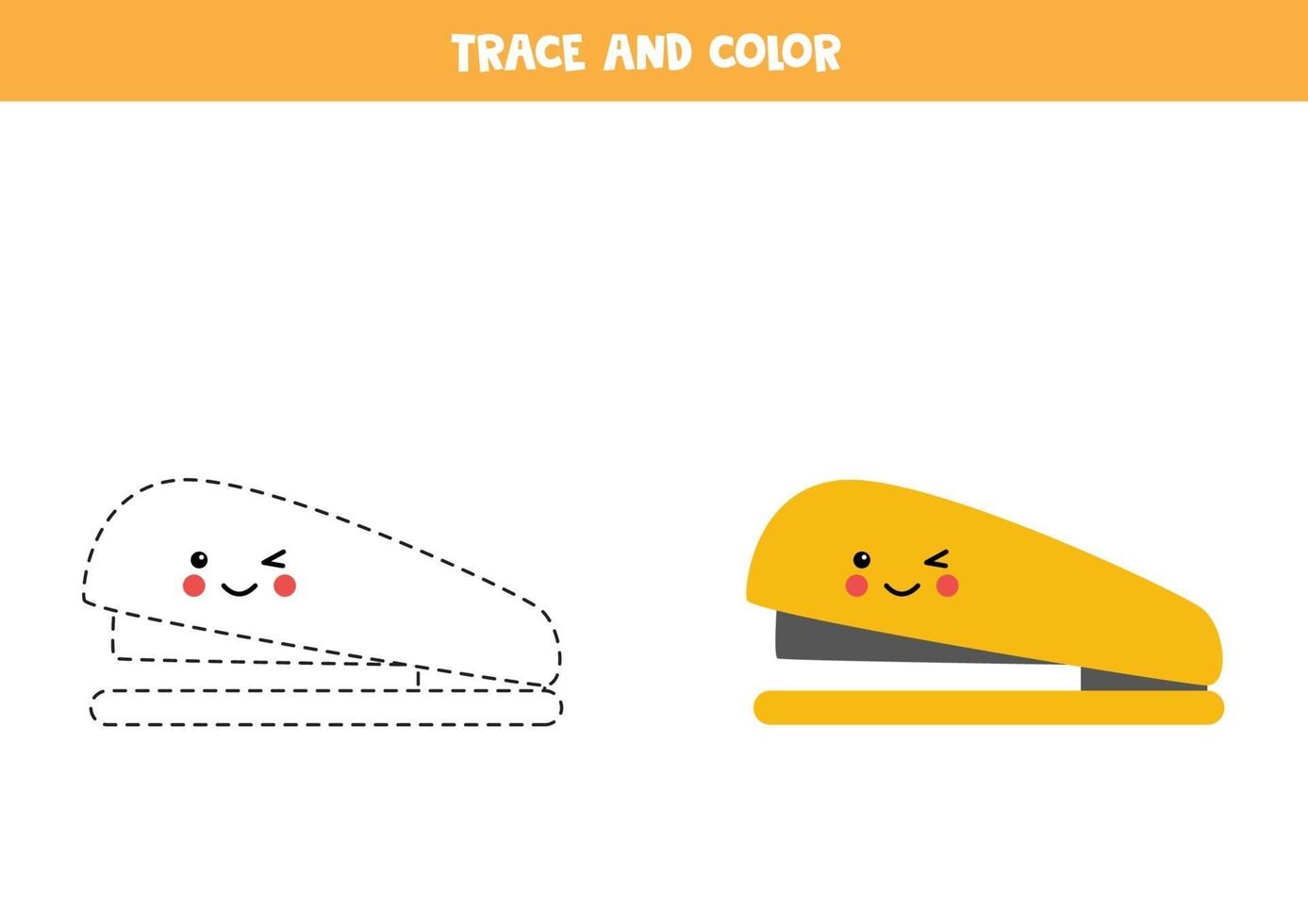 traceer en kleur schattig kawaii-palet. werkblad voor kinderen. vector