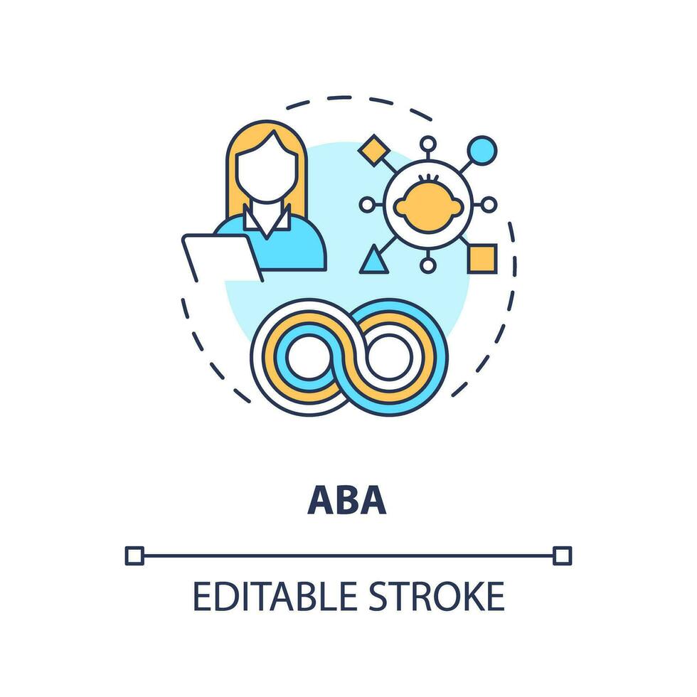 2d bewerkbare ABA dun lijn icoon concept, geïsoleerd vector, veelkleurig illustratie vertegenwoordigen gedragsmatig therapie. vector