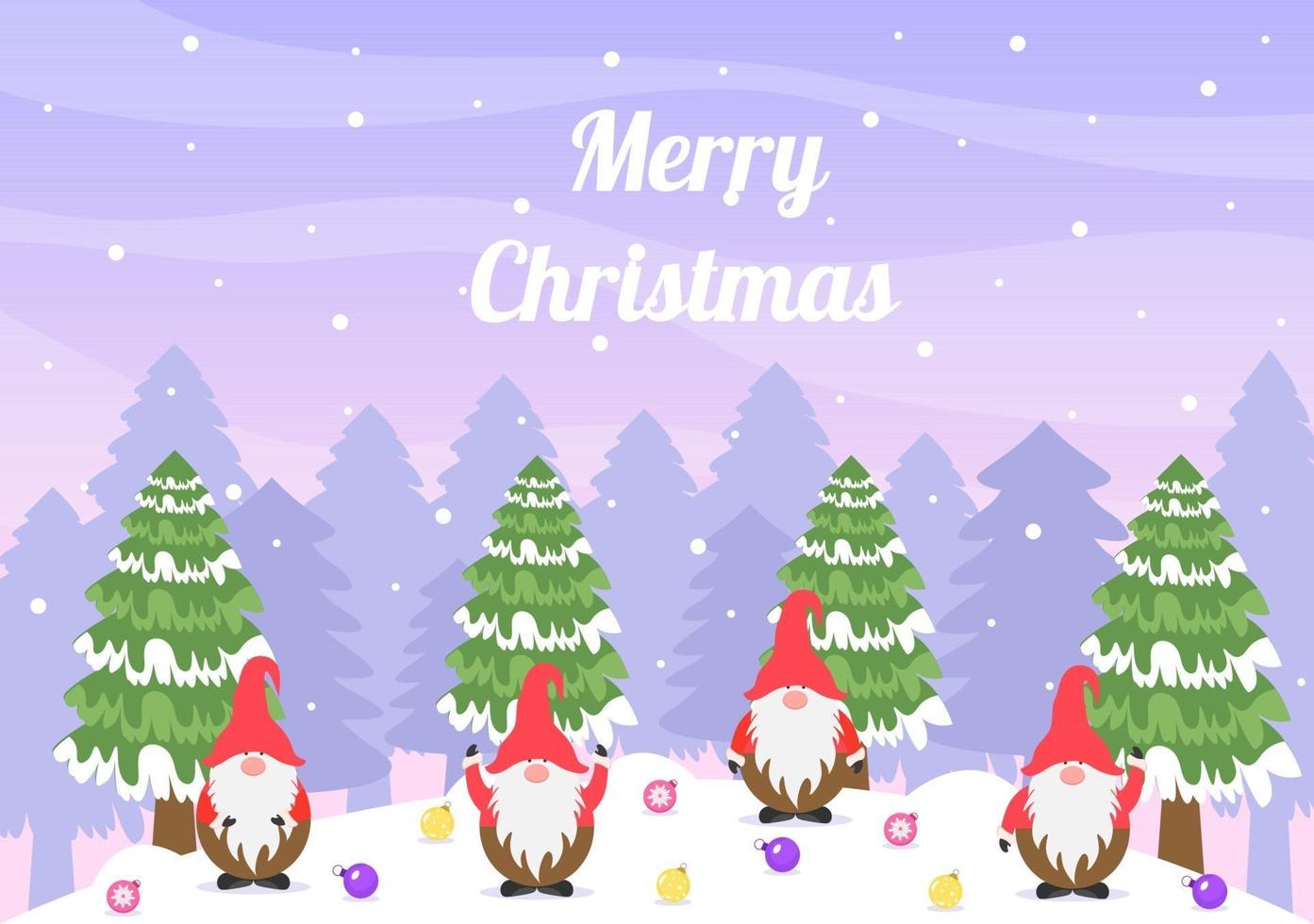 vrolijk kerstfeest schattige cartoon dwerg, kerstman en elfjes vector