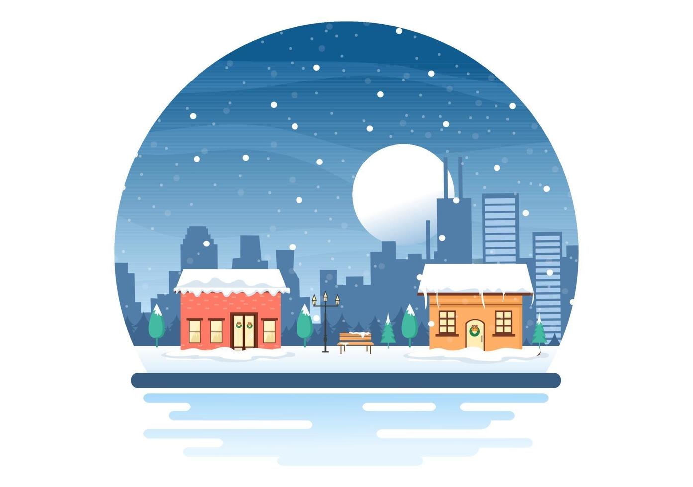 kerst winter huizen achtergrond vector