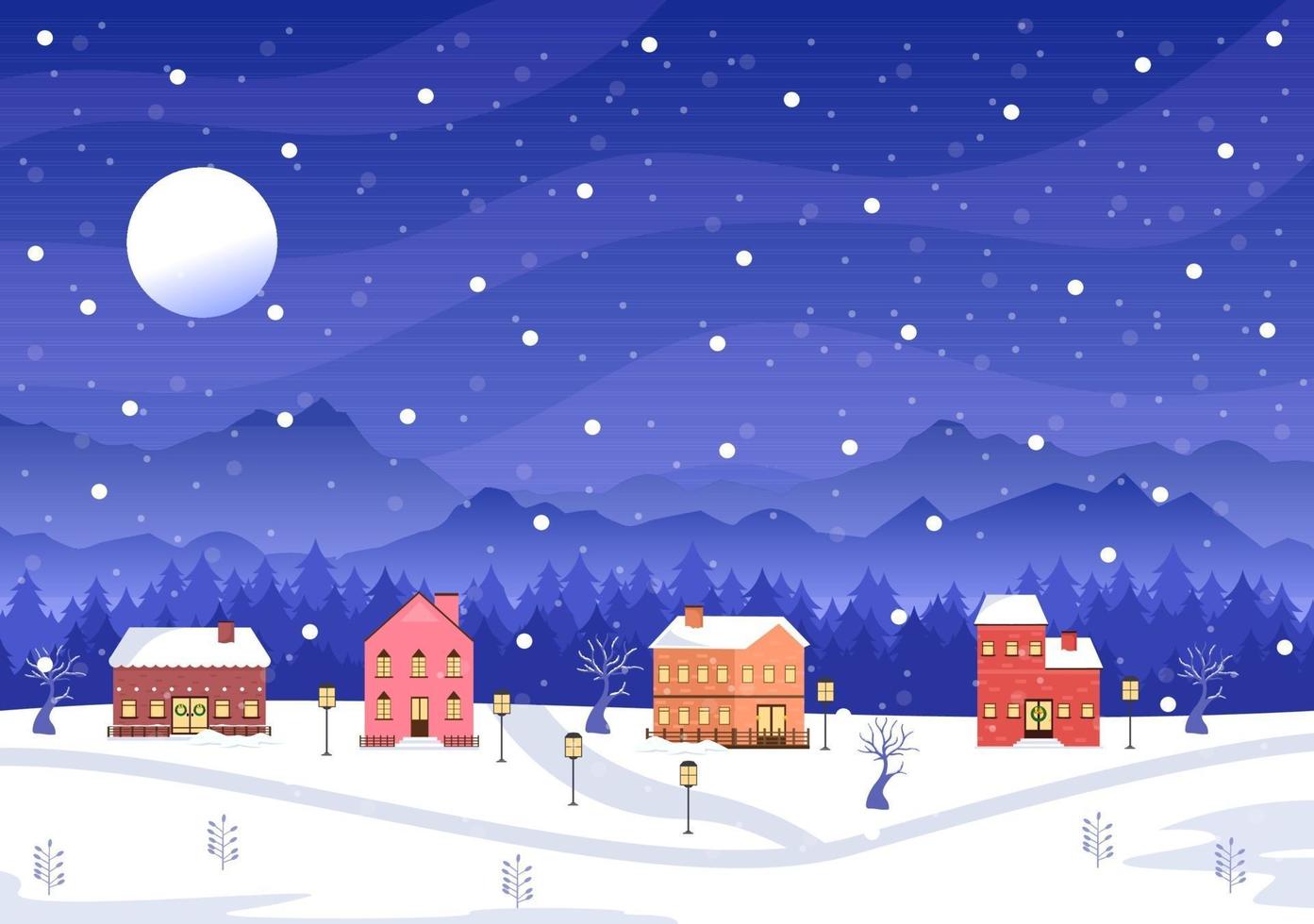 kerst winter huizen achtergrond vector