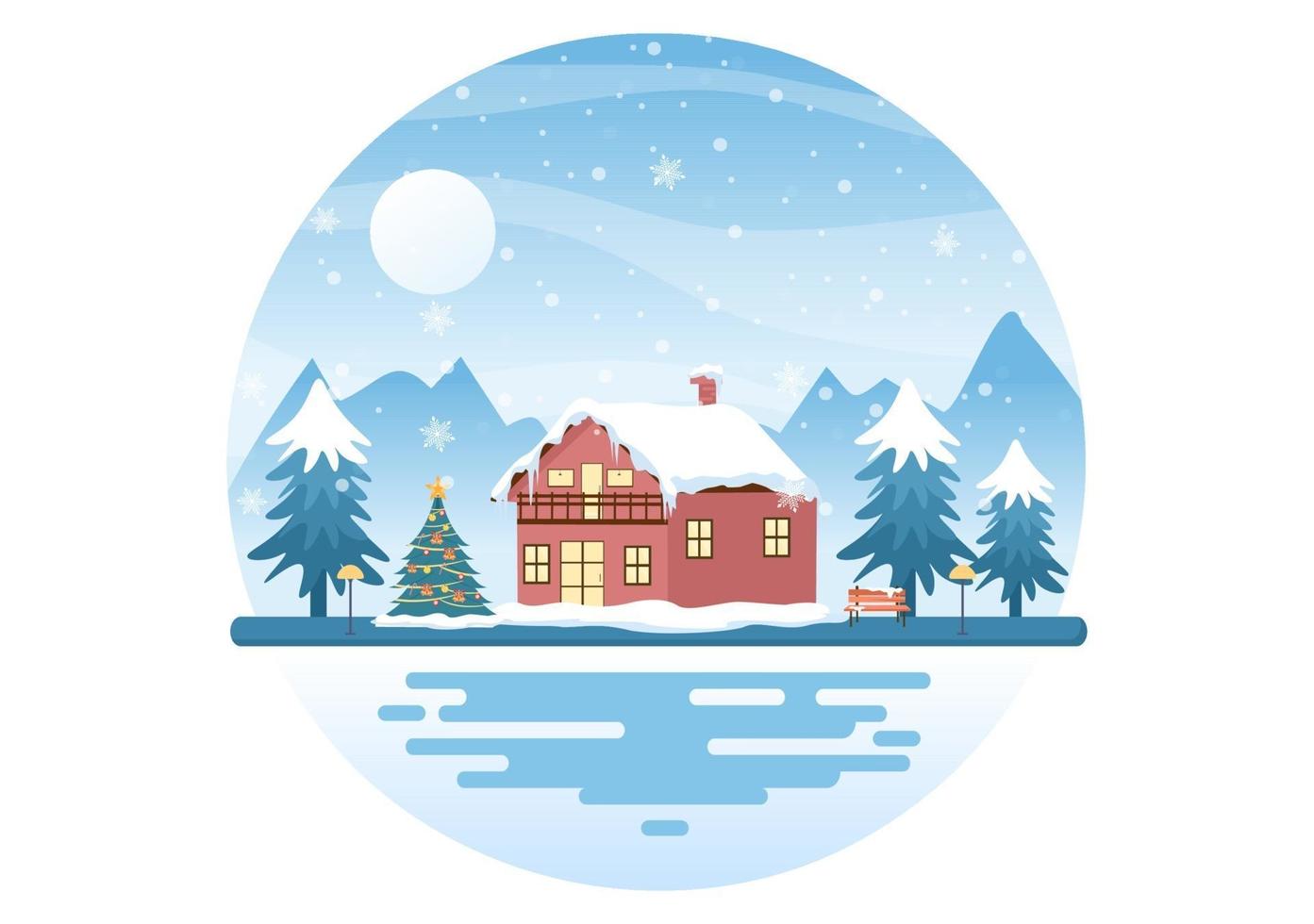 kerst winter huizen achtergrond vector