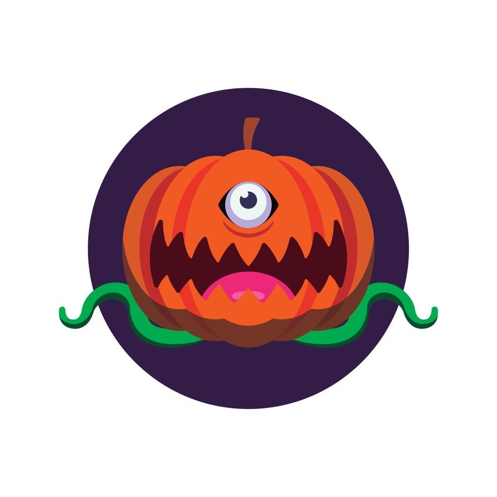 sticker van een enge pompoen halloween vector